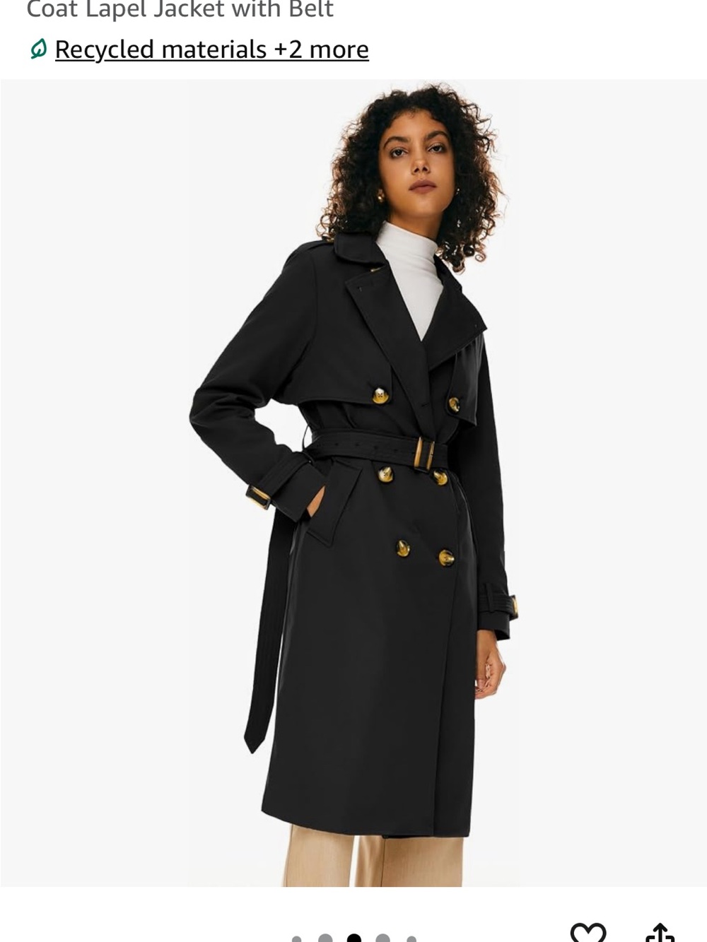 Oralay Women’s Black Double-Breasted Trench Coat with Belt